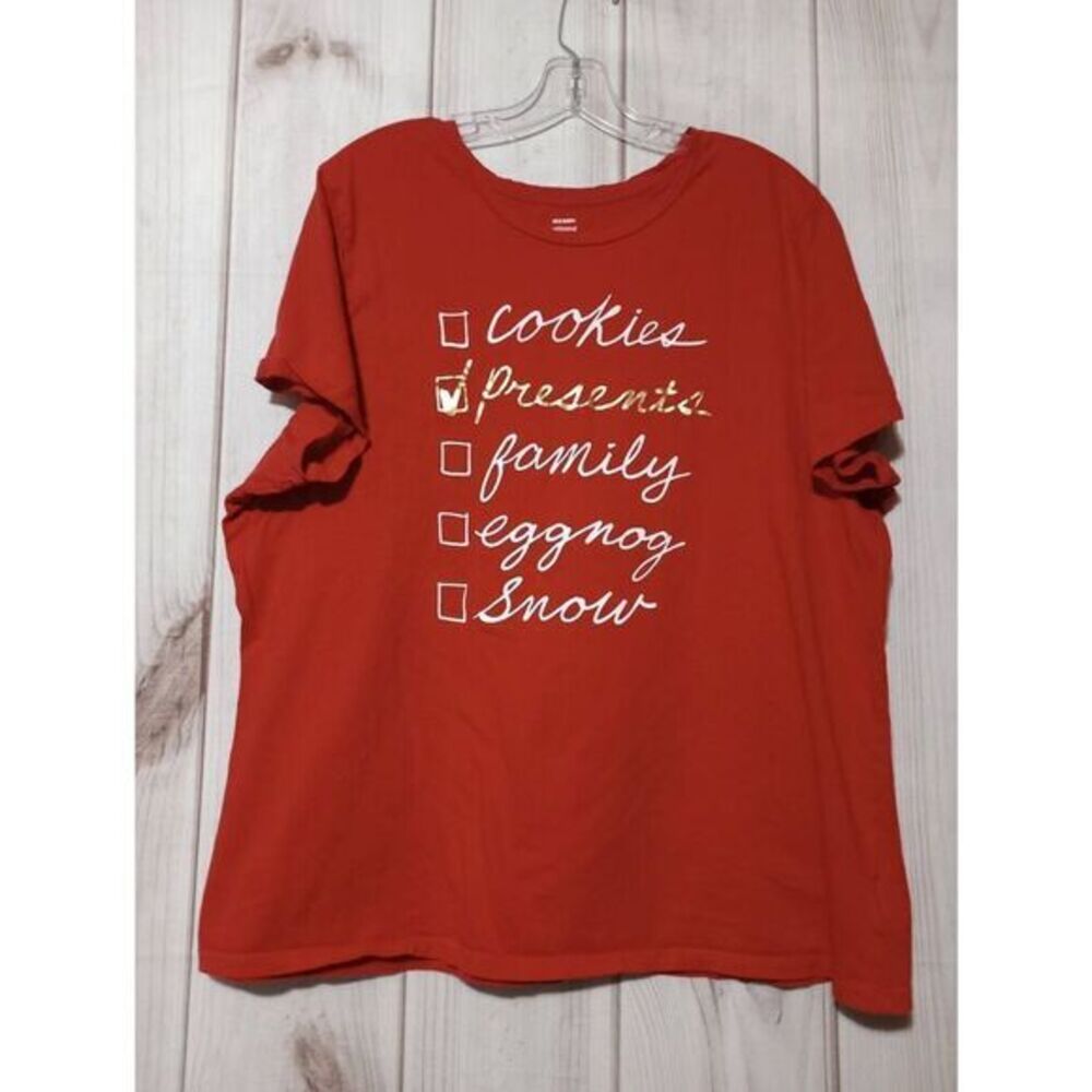 Old Navy T-shirt Ladies XXL Red Christmas Short Sleeve Crew Neck